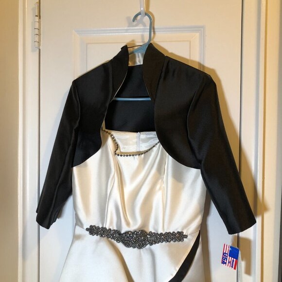 Ideas by Barbara Mother of the Bride Evening Dress Black/Ivory 3958--15 S M NWT - Picture 10 of 14